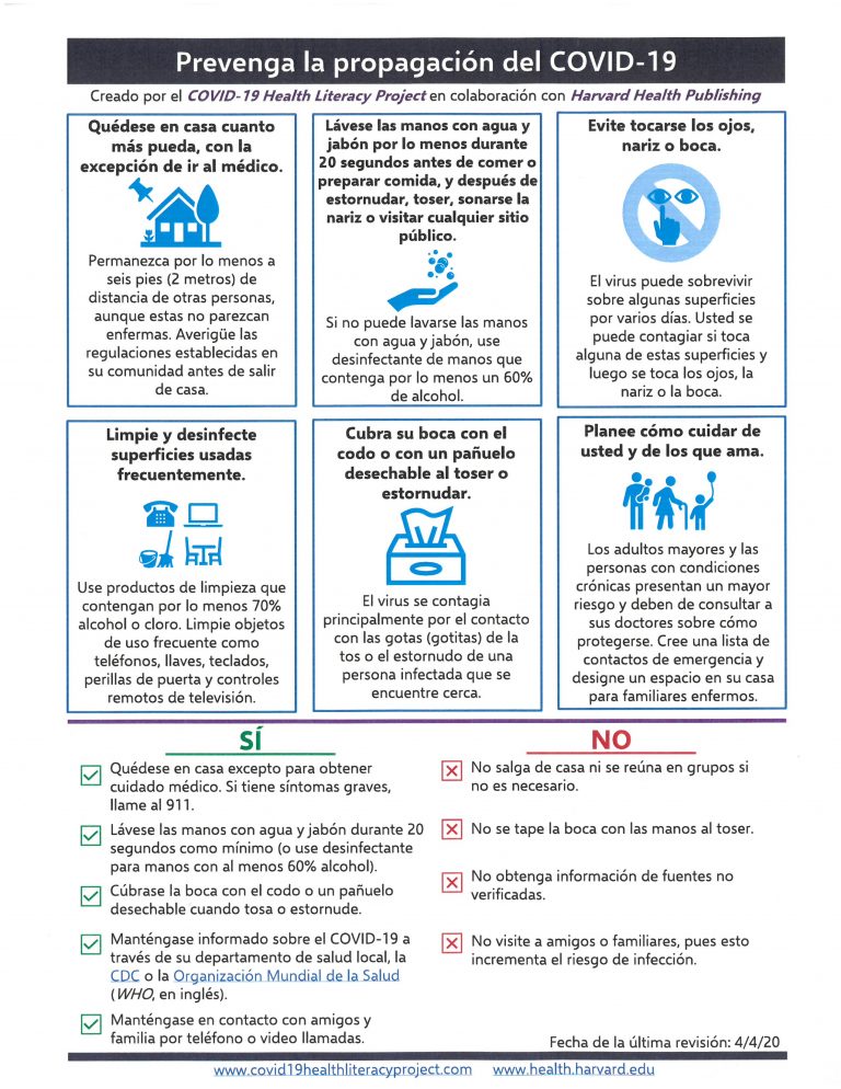 Prevention of COVID Spanish Grace Health
